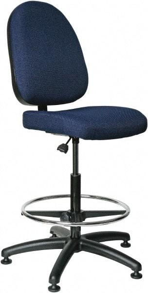 Bevco - 24 to 34" High Adjustable Height Swivel Stool - 27" Wide x 27" Deep, 100% Olefin Seat, Navy - Exact Tool & Supply