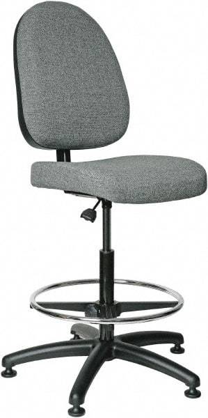 Bevco - 24 to 34" High Adjustable Height Swivel Stool - 27" Wide x 27" Deep, 100% Olefin Seat, Gray - Exact Tool & Supply