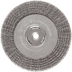 ‎Vortec Pro 4″ Narrow Face Crimped Wire Wheel, .014″ Steel Fill, 5/8″-11 UNC Nut, Retail Pack - Exact Tool & Supply