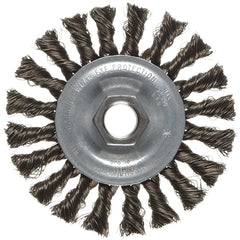 ‎Vortec Pro 4″ Knot Wire Wheel, Standard Twist, .014″ Steel Fill, 5/8″-11 UNC Nut, Retail Pack - Exact Tool & Supply
