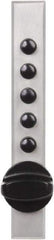 Kaba Access - 14 to 20 Gauge" Door Thickness, Satin Chrome Pushbutton Knob Lockset - 1 Code, Zamak3, Nonkey Override Cylinder - Exact Tool & Supply