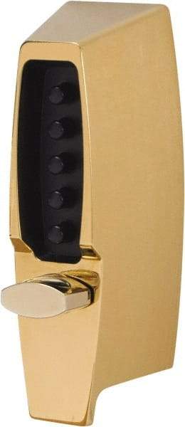 Kaba Access - 1-3/8 to 2-1/4" Door Thickness, Bright Brass Finish, Push Button Deadbolt - Nonhanded Handling, Combination Override, Keyless Cylinder - Exact Tool & Supply