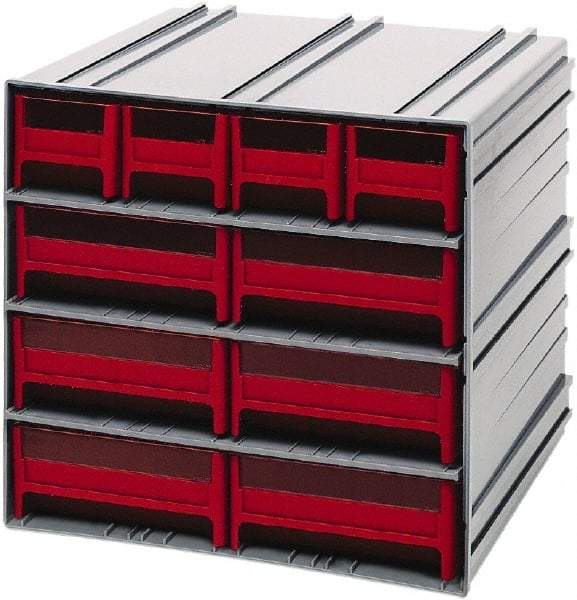 Quantum Storage - 10 Drawer, 10 Compartment, Small Parts Drawer Cabinet System - 11-3/4" Deep x 11-3/4" Wide x 11" High - Exact Tool & Supply