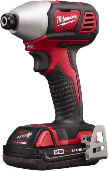 Milwaukee Tool - 18 Volt, 1/4" Drive, 125 Ft/Lb Torque, Cordless Impact Driver - Pistol Grip Handle, 2750 RPM, 2 Lithium-Ion Batteries Included - Exact Tool & Supply