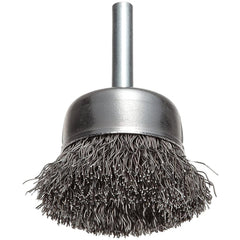 Vortec Pro 2″ Crimped Wire Cup Brush, .0118″ Steel Fill, 1/4″ Stem, Retail Pack - Exact Tool & Supply