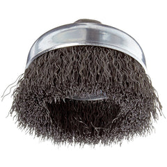 ‎Vortec Pro 3″ Crimped Wire Cup Brush, .014″ Steel Fill, 5/8″-11 UNC Nut, Retail Pack - Exact Tool & Supply