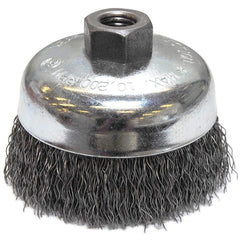 ‎Vortec Pro 4″ Crimped Wire Cup Brush, .020″ Steel Fill, 5/8″-11 UNC Nut, Retail Pack - Exact Tool & Supply