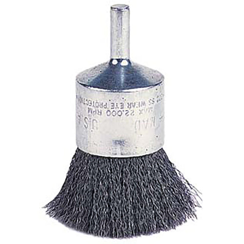 Vortec Pro 1″ Crimped Wire End Brush, .0104″ Wire, 1/4″ Stem, Retail Pack - Exact Tool & Supply