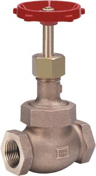 Milwaukee Valve - 1/2" Pipe, Threaded (NPT) Ends, Bronze Integral Globe Valve - Bronze Disc, Union Bonnet, 600 psi WOG, 300 psi WSP, Class 300 - Exact Tool & Supply
