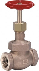 Milwaukee Valve - 1/2" Pipe, Threaded (NPT) Ends, Bronze Integral Globe Valve - Bronze Disc, Union Bonnet, 600 psi WOG, 300 psi WSP, Class 300 - Exact Tool & Supply