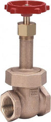 Milwaukee Valve - 1-1/2" Pipe, Class 150, Threaded (NPT) Bronze Solid Wedge Gate Valve - 300 WOG, 150 WSP, Union Bonnet, For Use with Water, Oil & Gas - Exact Tool & Supply