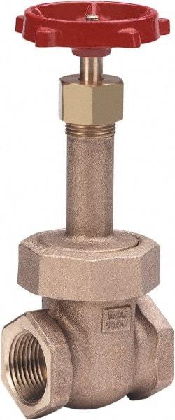 Milwaukee Valve - 1" Pipe, Class 150, Threaded (NPT) Bronze Solid Wedge Gate Valve - 300 WOG, 150 WSP, Union Bonnet, For Use with Water, Oil & Gas - Exact Tool & Supply