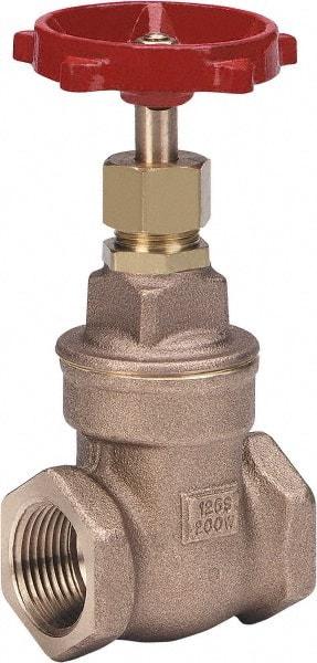 Milwaukee Valve - 3/8" Pipe, Class 125, Threaded (NPT) Bronze Solid Wedge Stem Gate Valve - 200 WOG, 125 WSP, Threaded Bonnet, For Use with Water, Oil & Gas - Exact Tool & Supply