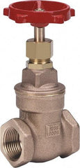 Milwaukee Valve - 1-1/4" Pipe, Class 125, Threaded (NPT) Bronze Solid Wedge Stem Gate Valve - 200 WOG, 125 WSP, Threaded Bonnet, For Use with Water, Oil & Gas - Exact Tool & Supply