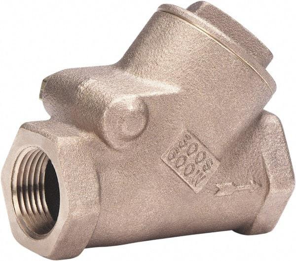 Milwaukee Valve - 1/4" Bronze Check Valve - Check Valve, Threaded (NPT), 600 WOG - Exact Tool & Supply