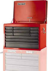 Proto - 12 Drawer Top Tool Chest - 27" Wide x 18" Deep x 19" High, Steel, Safety Red/Gray - Exact Tool & Supply