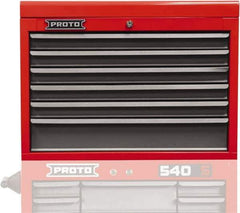 Proto - 6 Drawer Top Tool Chest - 27" Wide x 18" Deep x 19" High, Steel, Safety Red/Gray - Exact Tool & Supply