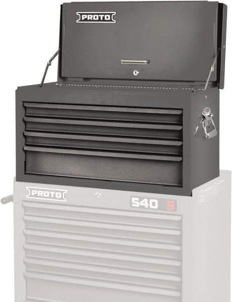 Proto - 4 Drawer Top Tool Chest - 27" Wide x 12" Deep x 15" High, Steel, Gray - Exact Tool & Supply