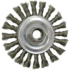 ‎Vortec Pro 4″ Knot Wire Wheel, Cable Twist, .020″ Steel Fill, 5/8″-11 UNC Nut, Retail Pack - Exact Tool & Supply