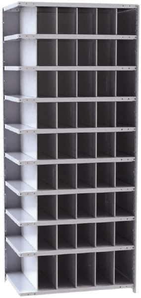 Hallowell - 54 Bin Closed Industrial Bin Shelving - 36 Inch Overall Width x 24 Inch Overall Depth x 87 Inch Overall Height, Gray Metal Bins - Exact Tool & Supply