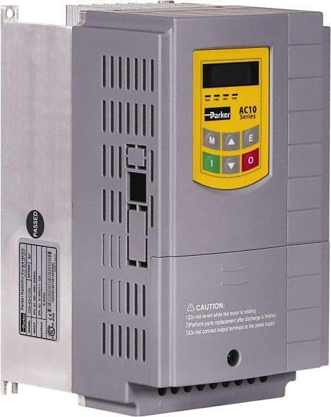 Parker - Three Phase, 460 Volt, 5 hp, Variable Frequency Drive - 5.43" Wide x 5.98" Deep x 9-1/4" High, IP20 - Exact Tool & Supply