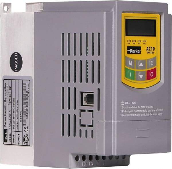 Parker - Three Phase, 460 Volt, 1/4 hp, Variable Frequency Drive - 3.15" Wide x 5.31" Deep x 5.43" High, IP20 - Exact Tool & Supply