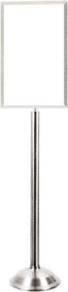 Tensator - 4-3/4' High, Satin Chrome Traffic Sign Holder - Steel, Compatible with 11" High x 14-1/4" Wide Signs, Silver - Exact Tool & Supply