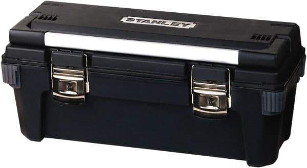 Stanley - Tool Box - 25-1/2" Wide x 10-1/16" Deep x 10-5/8" High, Plastic/Rubber/Aluminum, Black - Exact Tool & Supply