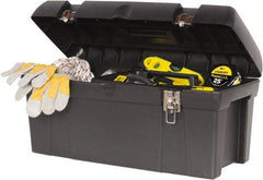 Stanley - 1 Tray Tool Box - 23-5/8" Wide x 11-1/2" Deep x 11-1/8" High, Plastic/Metal, Black - Exact Tool & Supply