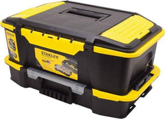 Stanley - 4 Compartment Tool Organizer - 19" Wide x 12" Deep x 6" High, Plastic, Black/Yellow - Exact Tool & Supply