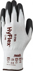 Ansell - Size S (7), ANSI Cut Lvl 4, Abrasion Lvl 6, Polyurethane Coated Cut Resistant Gloves - 9" Long, Palm & Fingertips Coated, Intercept Technology Yarn Lining, Knit Wrist, White/Gray, Paired - Exact Tool & Supply