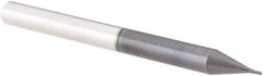Accupro - 1/64", 1/32" LOC, 1/8" Shank Diam, 1-1/2" OAL, 4 Flute, Solid Carbide Square End Mill - Single End, AlTiN Finish, Spiral Flute, 30° Helix, Centercutting, Right Hand Cut, Right Hand Flute - Exact Tool & Supply