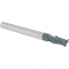 Accupro - 1/2", 1" LOC, 1/2" Shank Diam, 6" OAL, 2 Flute, Solid Carbide Square End Mill - Single End, AlTiN Finish, Spiral Flute, 40° Helix, Centercutting, Right Hand Cut, Right Hand Flute - Exact Tool & Supply