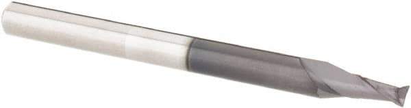 Accupro - 5/64", 5/32" LOC, 1/8" Shank Diam, 1-1/2" OAL, 2 Flute, Solid Carbide Square End Mill - Single End, AlTiN Finish, Spiral Flute, 30° Helix, Centercutting, Right Hand Cut, Right Hand Flute - Exact Tool & Supply