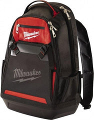 Milwaukee Tool - 35 Pocket Black & Red Ballistic Polyester Backpack Tool Bag - 9" Wide x 24" Deep x 15-13/32" High - Exact Tool & Supply