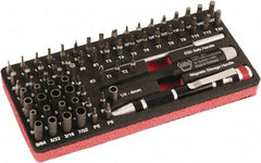 Wiha - 68 Piece, 4mm Drive Screwdriver Micro Bit Set - #000 to #2 Phillips, T1 to T20 Torx, 0.8, 1.2, 1.5, 1.8, 2, 2.5, 3, 3.5 & 4mm Slotted - Exact Tool & Supply