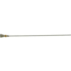 Brush Research Mfg. - 1/4" Diam Helical Stainless Steel Tube Brush - Single Spiral, 0.005" Filament Diam, 1/2" Brush Length, 8" OAL, 0.112" Diam Galvanized Steel Shank - Exact Tool & Supply