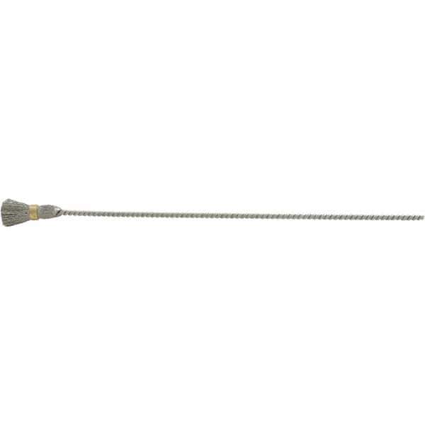 Brush Research Mfg. - 5/16" Diam Helical Stainless Steel Tube Brush - Single Spiral, 0.005" Filament Diam, 5/8" Brush Length, 8-1/2" OAL, 1/8" Diam Galvanized Steel Shank - Exact Tool & Supply