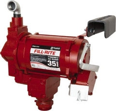 Tuthill - 35 GPM, 1" Hose Diam, Gasoline, Kerosene & Diesel Fuel AC High Flow Tank Pump with Auto Nozzle - Cast Iron Pump, 1-1/4" Inlet, 1" Outlet, 115/230 Volts, 3/4 hp - Exact Tool & Supply