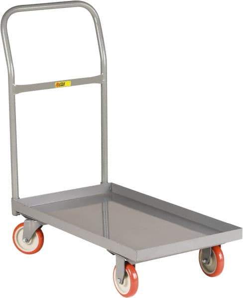 Little Giant - 1,200 Lb Capacity Steel Platform Truck - Steel Deck, 24" OAW, 60" Platform Length x 7-1/2" Platform Height, Polyurethane Casters - Exact Tool & Supply