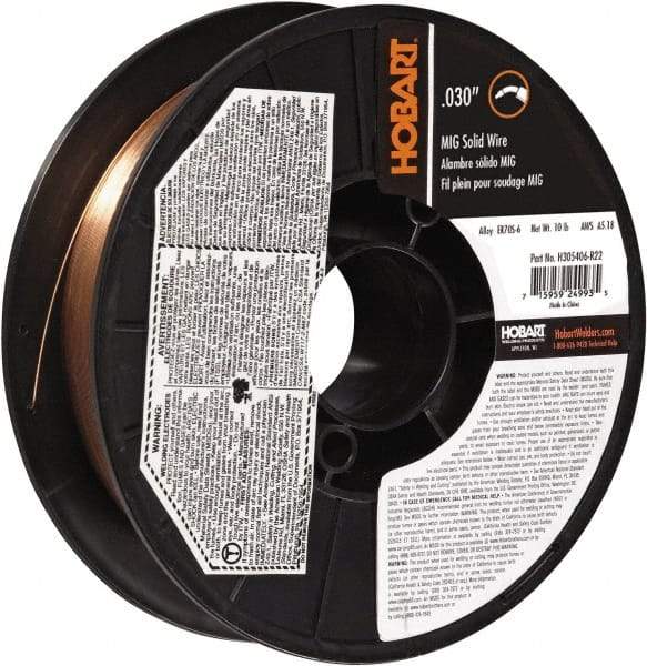 Hobart Welding Products - MIG Welding Wire Industry Specification: ER70S-6 Wire Diameter: 0.03000 (Decimal Inch) - Exact Tool & Supply