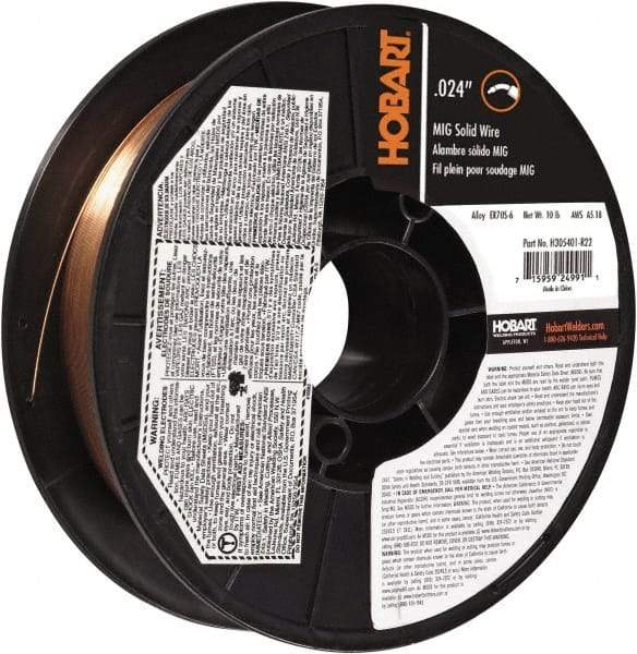 Hobart Welding Products - MIG Welding Wire Industry Specification: ER70S-6 Wire Diameter: 0.02400 (Decimal Inch) - Exact Tool & Supply