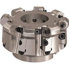 Seco - 5" Cut Diam, 6mm Max Depth, 1-1/2" Arbor Hole, 8 Inserts, ONMU09 Insert Style, Indexable Copy Face Mill - L220.48 Cutter Style, 3.1496 High, Series Doubleoctomill - Exact Tool & Supply