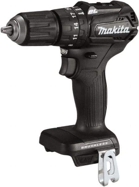 Makita - 18 Volt 1/2" Keyless Chuck Cordless Hammer Drill - 0 to 25,500 BPM, 0 to 1,700 RPM, Reversible - Exact Tool & Supply