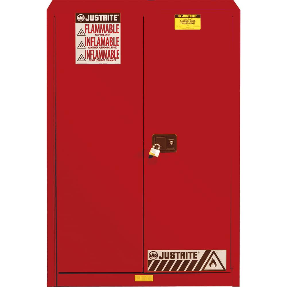 Justrite - 2 Door 2 Shelf 45 Gal Safety Cabinet for Flammable Substances - Exact Tool & Supply