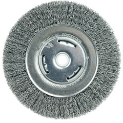 Vortec Pro 6″ Crimped Wire Wheel, .014″ Steel Fill, Wide Face, 5/8″-1/2″ Arbor Hole - Exact Tool & Supply