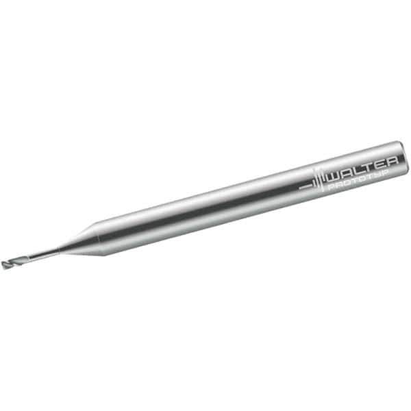 Walter-Prototyp - 2mm, 2 Flute, Single End, Solid Carbide, 0.2mm Corner Radius End Mill - 60mm OAL, 30° Helix, Right Hand Flute, 2mm LOC, Right Hand Cut, 15mm Extended Reach - Exact Tool & Supply
