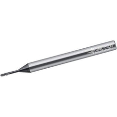 Walter-Prototyp - 2mm Diam, 2mm LOC, 2 Flute Solid Carbide Ball End Mill - Uncoated, Single End, 60mm OAL, 3mm Shank Diam, Spiral Flute - Exact Tool & Supply