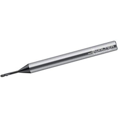 Walter-Prototyp - 1mm Diam, 1mm LOC, 2 Flute Solid Carbide Ball End Mill - Diamond Finish, Single End, 60mm OAL, 3mm Shank Diam, Spiral Flute - Exact Tool & Supply