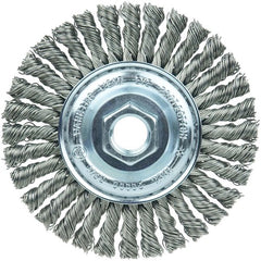 ‎Vortec Pro 4″ Knot Wire Wheel, Stringer Bead Twist, .020″ Steel Fill, 5/8″-11 UNC Nut - Exact Tool & Supply